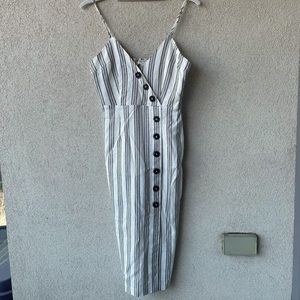 Forever 21 Striped Linen Midi Dress
